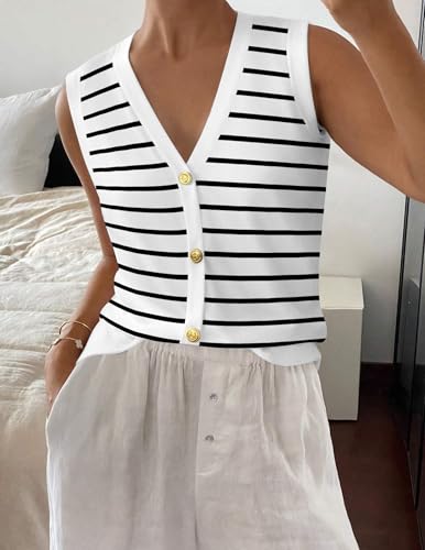 Image of Zeagoo Womens Sweater Vest V Neck Button Down Shirts Trendy Knit Sleeveless Cardigan Top Shirt S-XXL