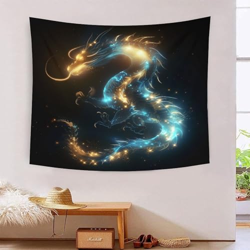Tapisserie mural dragon 3D VZOMANLEX 180x230cm grand tissu deco