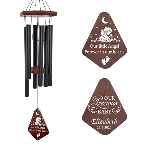 Image of ASTARIN Personalized Name Memorial Wind Chimes, Sympathy Gift for Loss of Lover Mom Dad, Bereavement Deep Tone Wind Chimes for Outside in Memory Gift, Decor Outdoor Garden Patio