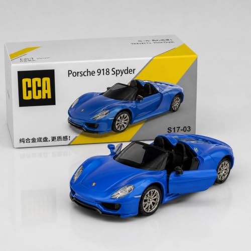 Image of Wizplex CCA Officially Licensed Porsche 918 Spyder 1:64 Scale Die Cast Metal Car - Collectible Alloy Open-Top Hypercar Model with Free-Rolling Wheels, Display Showpiece for Kids 3+ & Car Enthusiasts