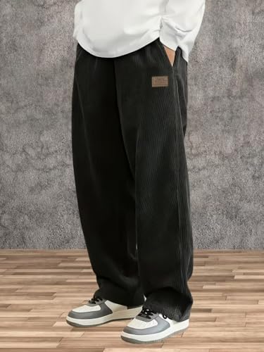 Image of Samfor Men's Comfortable Baggy Corduroy Pants | Relaxed Fit Stretch Waist Trousers for Everyday Wear | Casual Trouser for Man
