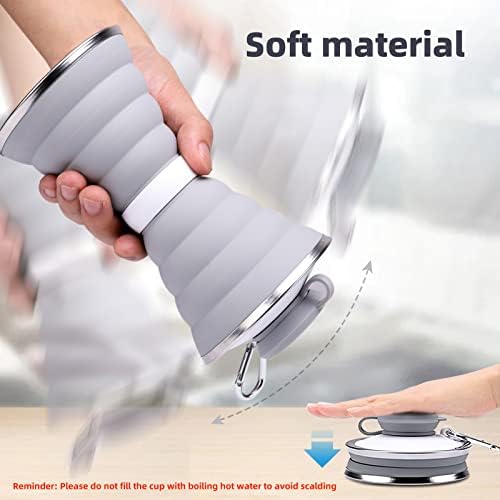 Loofu Silicone Collapsible Water Bottle, Portable Foldable Water Bottles BPA Free, Safe and Leak-proof, suitable for Sports, Camping, Hiking, Outdoor Activities, Gray, 500ML(Gray)