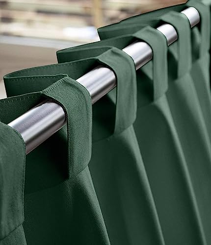 Image of THE LINEN COMPANY Extra Long Curtains 10 Feet, Solid Duck Canvas Cotton Curtains for Living Room & Hall, 10ft Set of 2, Sea Green