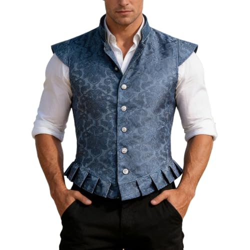 Gilet victorien homme en jacquard noble au col montant sculpté