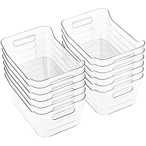 Tiawudi 12 Pack Plastic Storage Bins, Multi-Use Organizer Bins, Pantry Organizer, Clear Storage Containers, Bins for Home & Kitchen Cover