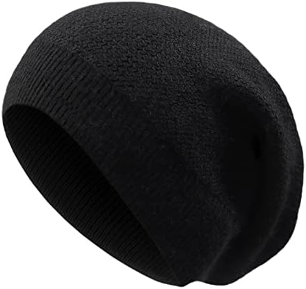 KMOLY Cashmere Knit Beanie Hat for Women Winter Slouchy Warm Wool Beanies Ladies Lightweight Skull Cap Black