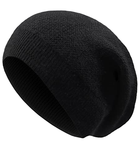 Kmoly Cashmere Knit Beanie Hat For Women Winter Slouchy Warm Wool Beanies Ladies Lightweight Skull Cap Black #TOP21