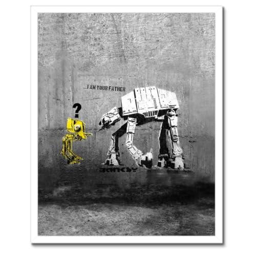Poster Banksy I am your father encadré noir 40x50 cm, l'art qui fait parler