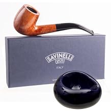 Savinelli Siena 606 KS 9mm Briar Wood Handmade Pipe + Green Goccia Single Pipe Stand