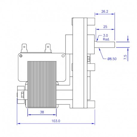 Motoriduttore velocità: 4,75rpm, diametro albero: 8.5mm, per stufe e caminetti a pellet: ARCE, ECOTECK, EMAFLAM, NORDICA EXTRAFLAME, RAVELLI