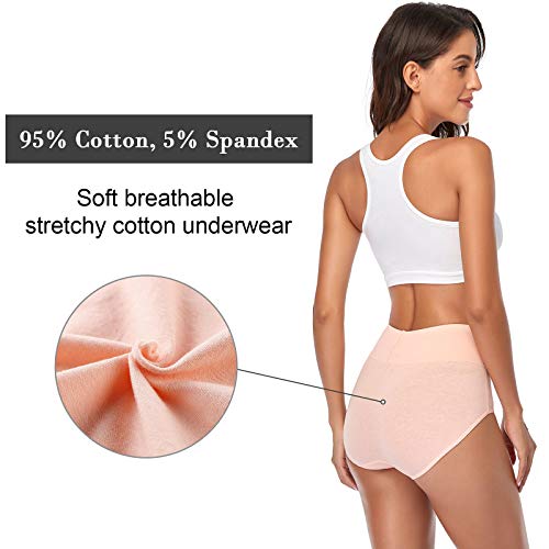 K-CHEONY Women's Underwear High Waisted Cotton Briefs Breathable Full Coverage Panties Multipack Regular and Plus Size