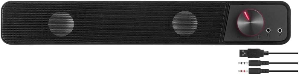 Speedlink BRIO Stereo Soundbar PC Lautsprecher - exzellente Audioqualität, 12 Watt, 3,5mm-Klinkenstecker AUX, Kopfhöreranschluss & Mikrofonanschluss, schwarz