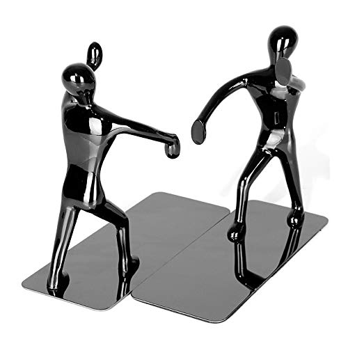 Kung Fu Man, fermalibri in acciaio inox, alla moda, resistente, organizer per libri, per scuola, casa, ufficio, biblioteca, regali per letteri (Nero)