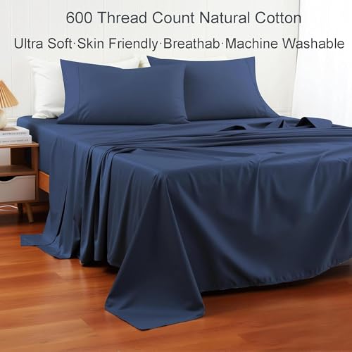 Shunjie.Home 100% Cotton Twin XL Bed Sheet Set 3 Pieces - Navy Blue by Shunjie.Home - Used condition - Image 3