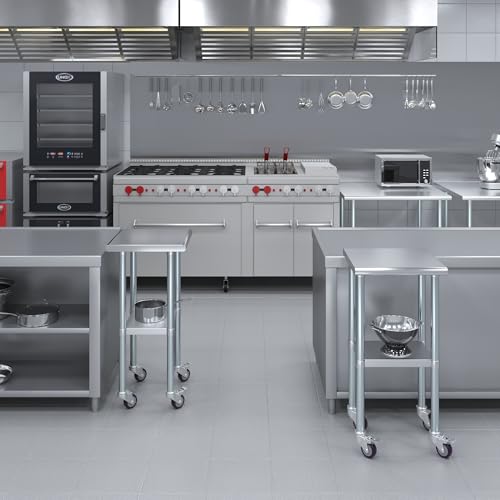 Image of AmGood 18 inch Long x 18 inch Deep Stainless Steel Table with Casters