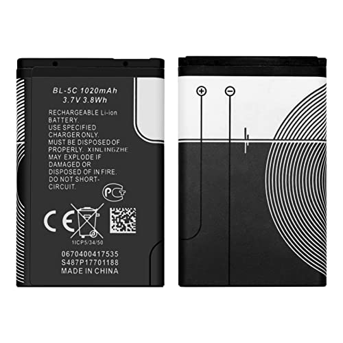 WUHAO 2 Pack BL-5C Rechargeable Battery 1020mAh for Nokia Household Radio with Current Protection Replacement Battery 3.7V