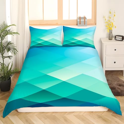Housse de couette 220x240 géométrique blocs couleur fermeture éclair