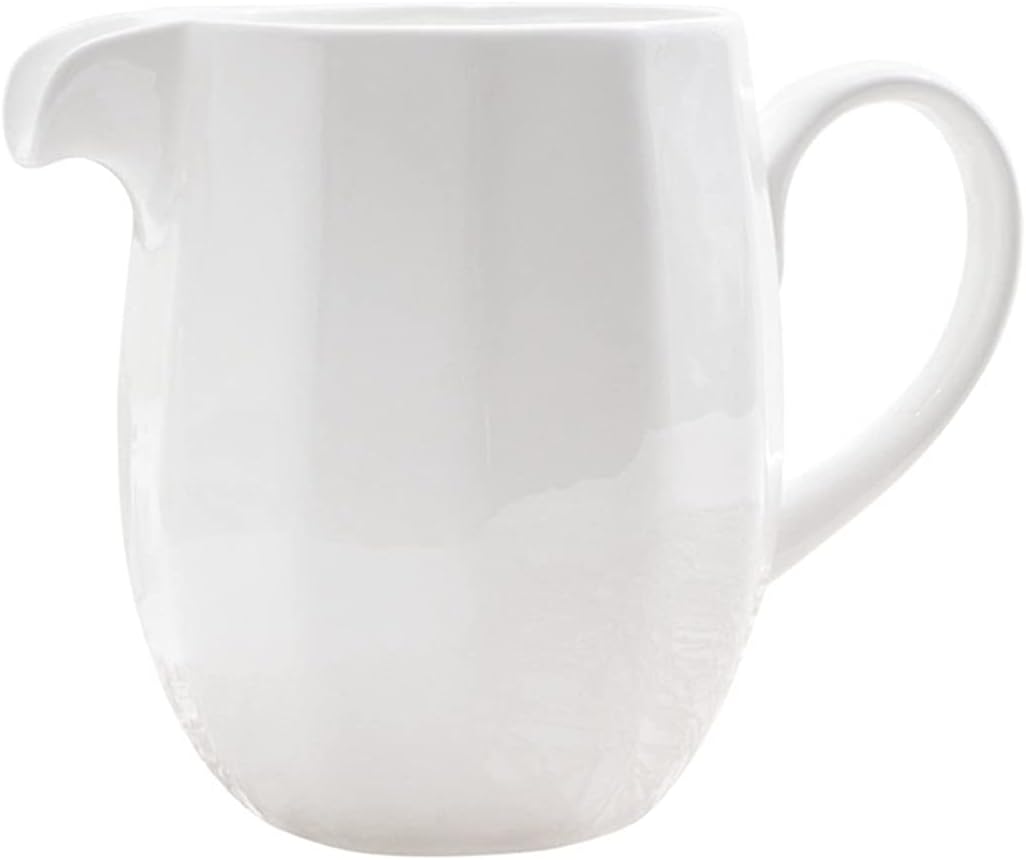 Saucer Ceramic Gravy Boat with Handle Large Capacity Classic Pure White 750ml / 25.36oz Coffee Milk Pitcher Sugar and Cream Coffee Dish