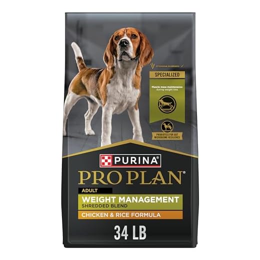 Purina Pro Plan Weight Management Dog Food Dry, Shredded Blend Chicken and Rice Formula - 34 lb. Bag
