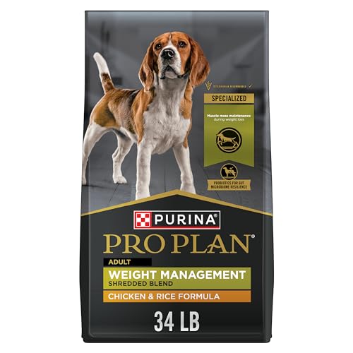 Purina Pro Plan Weight Management Dog Food Dry, Shredded Blend Chicken and Rice Formula - 34 lb. Bag