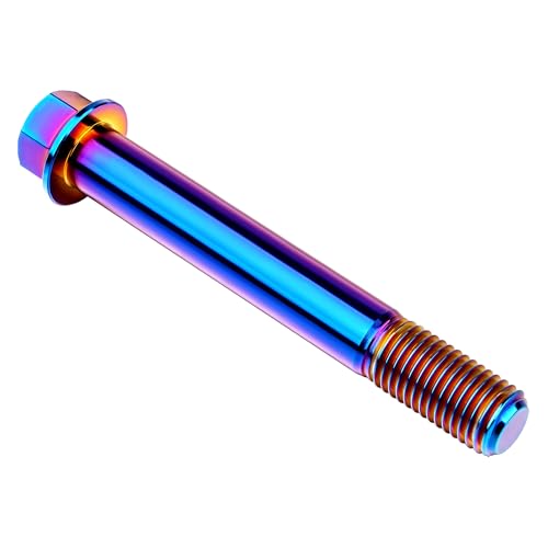 Image of Titanium Bolt M12 30 35 40 45 50 55 60 65 70 75 80 85 90mm Hex Small Flange Head for Motorcycle Car Modification Pack of 4 (M12x90mm Pitch 1.5, Burnt Blue)