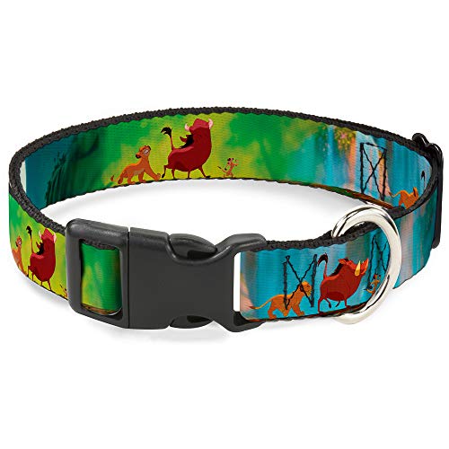Buckle-Down Plastic Clip Collar - Lion King Simba, Pumba & Timon Growing Up - 1' Wide - Fits 9-15' Neck - Small