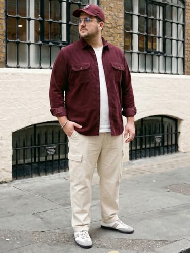 Image of Urbano Plus Men's Corduroy Full Sleeve Regular Fit Solid Overshirt with Utility Pockets