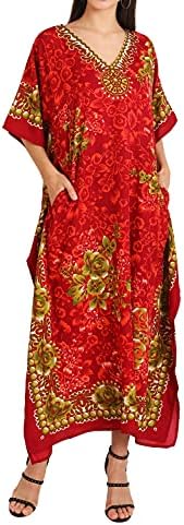 Miss Lavish London Ladies Kaftans Kimono Maxi Style Dresses Suiting Teens to Adult Women in Regular to Plus Size (601-Red, XX-Large)
