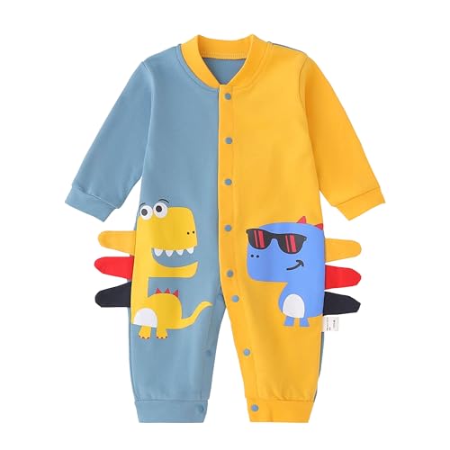 LIKPOJA Nyfödd babykläder set unisex baby onesie outfit en del sommar långärmad overall djur sparkdräkt för baby pojkar och flickor gåvor, Dinosaurie E, 0-3 månader