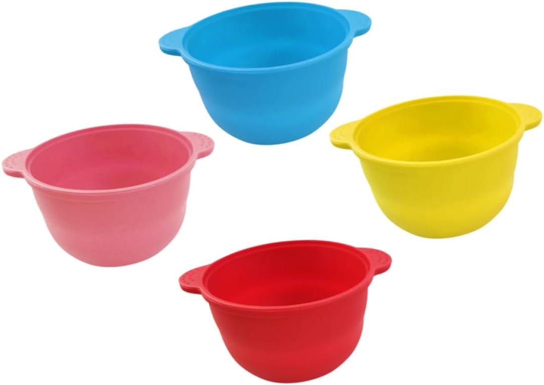 VICASKY 4Pcs Foldable Silicone Wax Melting Pot Set Hair Removal Wax Warmer Bowl for Salon Use Easy to Store Non-Stick for Waxing at Home