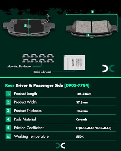 Image of SCITOO Rear 11.48 inch Brake Pads and Rotors Kits:31312;D905-7784