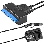 Rivvra USB 3.0 to SATA Adapter with 12V Power Supply, USB to SATA Cable for 2.5" & 3.5" HDD SSD, Fast Data Transfer with Power Adapter, SATA to USB Adapter Kit for External Hard Drives, Plug and Play