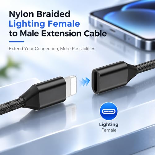 Image of Verilux Lighting Extension Cable for iPhone with MFi Certified 3.3FT /1M