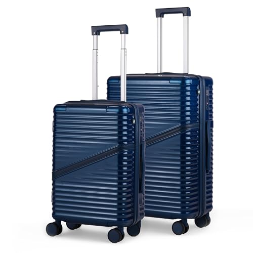 Image of Assembly Trolley Bag Set of 2 (20-24 Inch) Luggage Set with TSA Approved Locks & Durable Design, Polycarbonate Hard Shell Spinner Trolley Bag Set for Couples, Blue (Small & Medium)