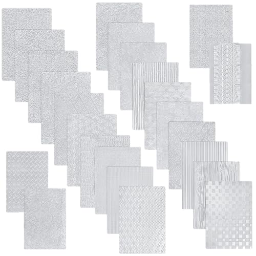 24 Pcs Polymer Clay Texture Sheets Boho Embossing Texture Sheet 17 x 25 Clay Texture Sheets for Pottery Earrings Jewelry Making