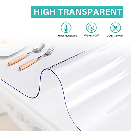 Aimergro 16X48 Inch Upgraded Clear Pvc Table Cover Protector 1.5Mm Thick Crystal Vinyl Dining Room Table Pad Heat Resistant Plastic Writing Desk Mats Cover For Night Stand End Table Kitchen Counter #TOP1