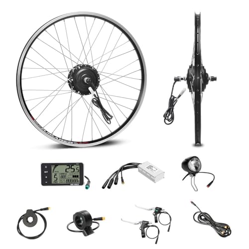 SEASON 20/24 / 26/28 / 700C Zoll Ebike Umbausatz 36V 250W Brushless Getriebe Vorderrad Nabenmotor, Elektrofahrrad Conversion Kit | LCD Display, Sensor (26'' 250W / 25km/h)