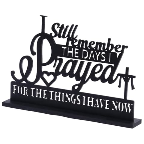 Bnesi I Still Remember the Days I Prayed Table Decor Blessing Sign Decor Black Inspirational Table Blessed Sign For Living Room Office Prayer Room (Classic style) Cover
