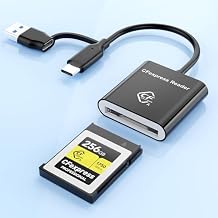 CFexpress Type A Card Reader with USB 3.2 Gen 2 10Gbps, USB-C&USB-A 2-in-1 Type A CFexpress Adapter, Compatible with Windows/Mac/Linux/Android, for iPhone 17/16/15, Laptops, Tablets, Smartphones
