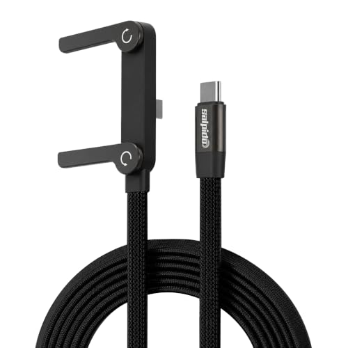 Salpido ChargeDock Cable SDC-11 USB Type-C to Type-C Fast Charging Cable with Built-In Phone Holder, 240W Super Fast Charging, High Speed Data Transfer, Anti-Bending Braided Design, 1.5 Meter, Black
