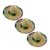 UTHCLO 3個 メキシカンスル ペット用麦わら帽子 点 耐久性 素材 使用感快適 犬 猫 かわいいコスプレアクセサリー 贈り物に