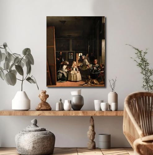 Image of Sikhash Diego Velazquez Canvas Paintings Las Meninas Baroque Art | Famous Artist Wall Art for Bedroom & Living Room | 23x19 Inches Unframed
