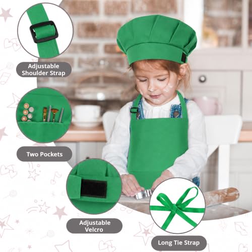Image of uniformer Kids Apron with Chef Cap for Cooking, Baking, Painting Art & Crafts | Adjustable Child Apron with 2 Pockets | Great for Kitchen, School