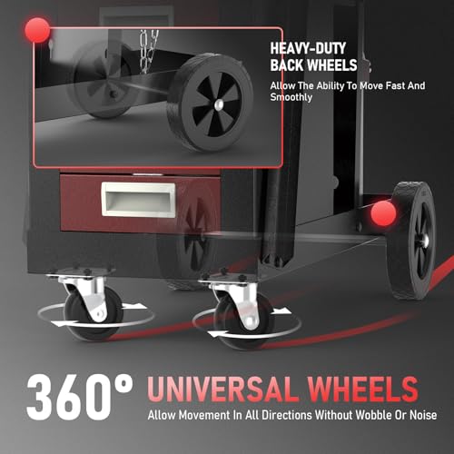 Image of YESWELDER Welding Cart with 4 Drawers for MIG Welder TIG Welder and Plasma Cutter, Black&Red Version Heavy Duty Large Storage 360 Rolling Welding Trolley