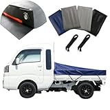 トラックシート ハイゼットジャンボ対応 スロープ型 ゴムバンド20本付 | 4カラー 国産品 車体が傷付きにくいフラップ付き 軽トラ荷台シート ダイハツ ハイゼット (ブルー)