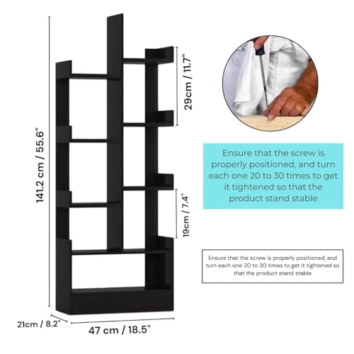Image of Callas Adjustable Wood Desktop Storage Organizer Display Shelf Rack | Spice Rack | Counter Top Bookcase Book Shelf | Home Decor Display & Storage Rack Cabinet Unit | Parent (BR-12 Black)
