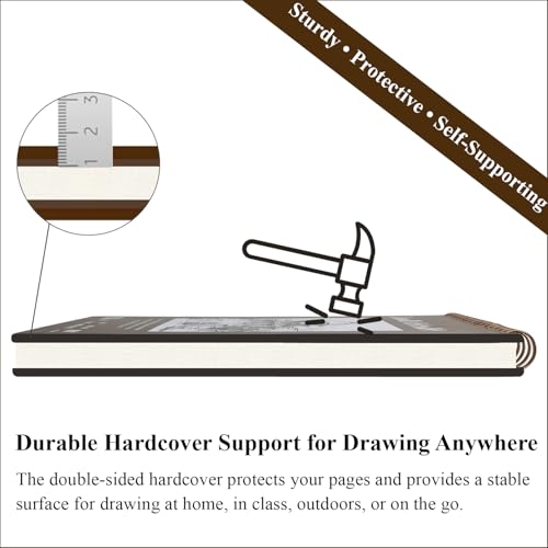 Image of 9 inch x 12 inch Sketch Book, Top Spiral Bound Sketch Pad Hardcover, 1 Pack 100-Sheets (68lb /100gsm),Acid Free Art Notebook Artistic Drawing Painting Writing Paper for Kids Adults Beginners Artists