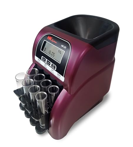 Image of HK SYSTEMS HK-2D, Digital USD Coin Counter and Sorter with LCD Display, Sorts 260 Coins Per Minute into Coin Wrappers, 2 Row Coin Wrapper Tubes Included