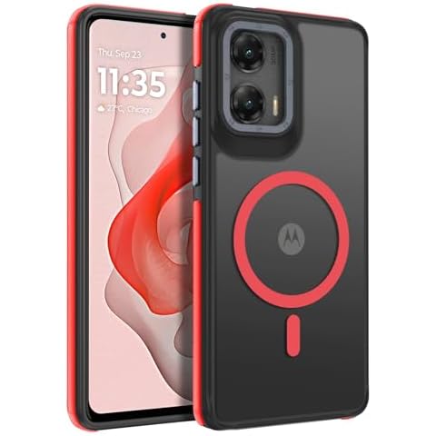 DUEDUE for Moto G Stylus 5G 2024 Case Magnetic[Compatible with Magsafe], Translucent Matte Back Full Protective Cover Anti-Scratch Shockproof Phone Case for Motorola G Stylus 2024 6.7", Black/Red Cover