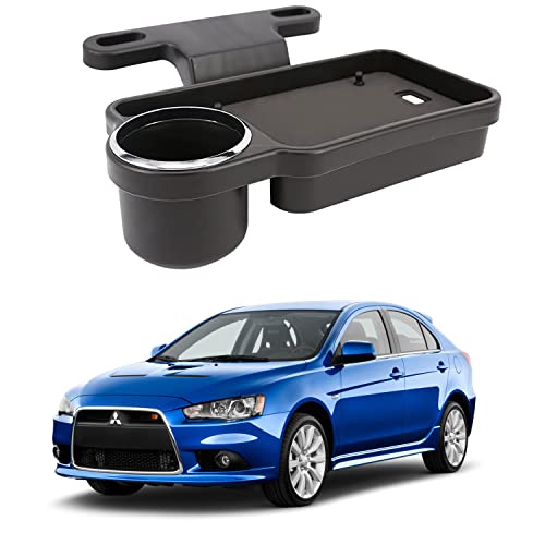 Image of Oshotto (FT-04) Foldable Car Auto Headrest Rear Back Seat Table Drink Food Cup Tray Holder Compatible with Mitsubishi Lancer /Cedia - Black